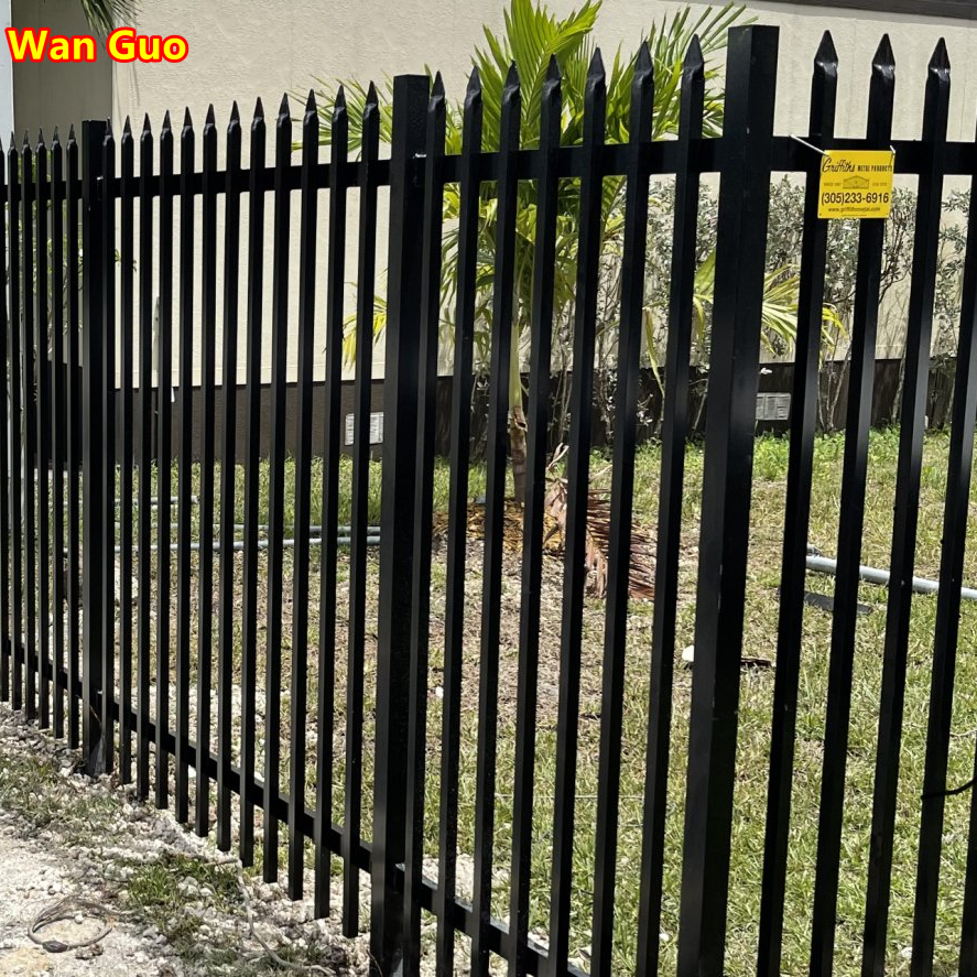 Factory Supplier Wrought Iron 6ft Powder Coated Fence Panels Black