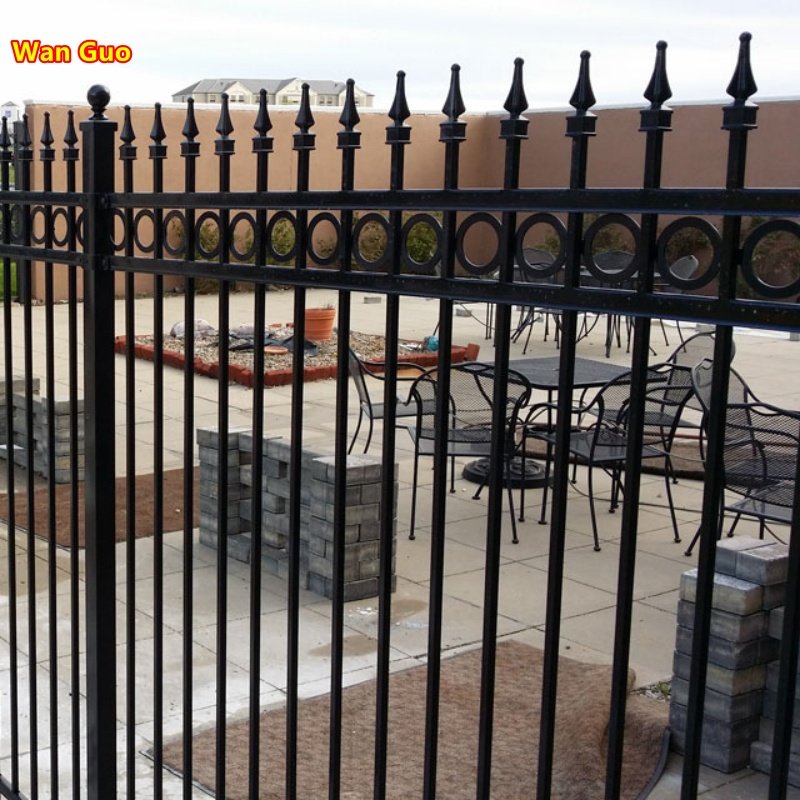 Factory Supplier Wrought Iron 6ft Powder Coated Fence Panels Black