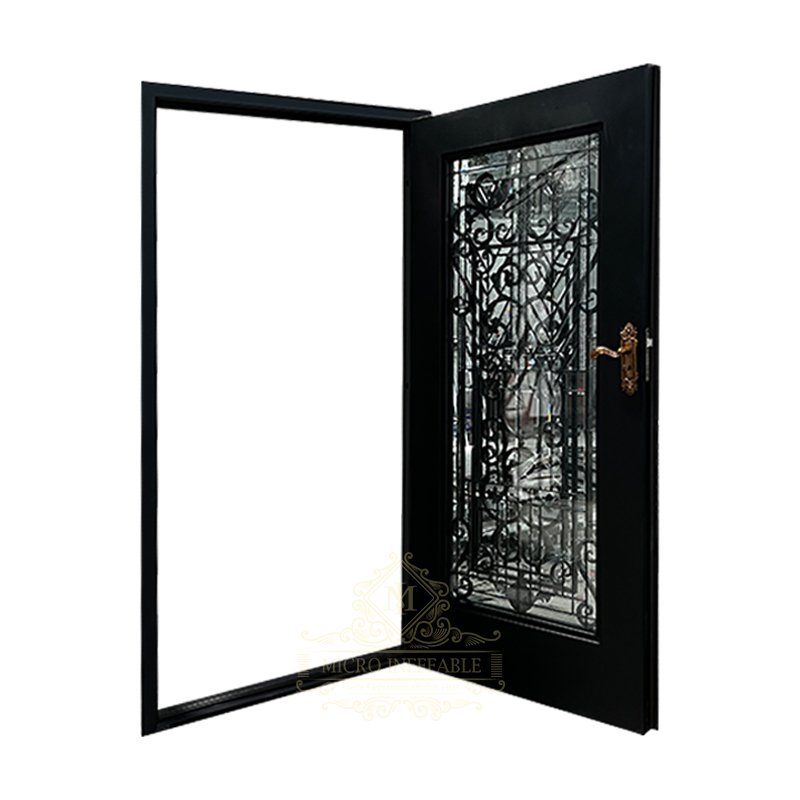 Boom Design American Villa Classic Double Main Luxury Glass Entrance Front Entry Wrought Iron Door