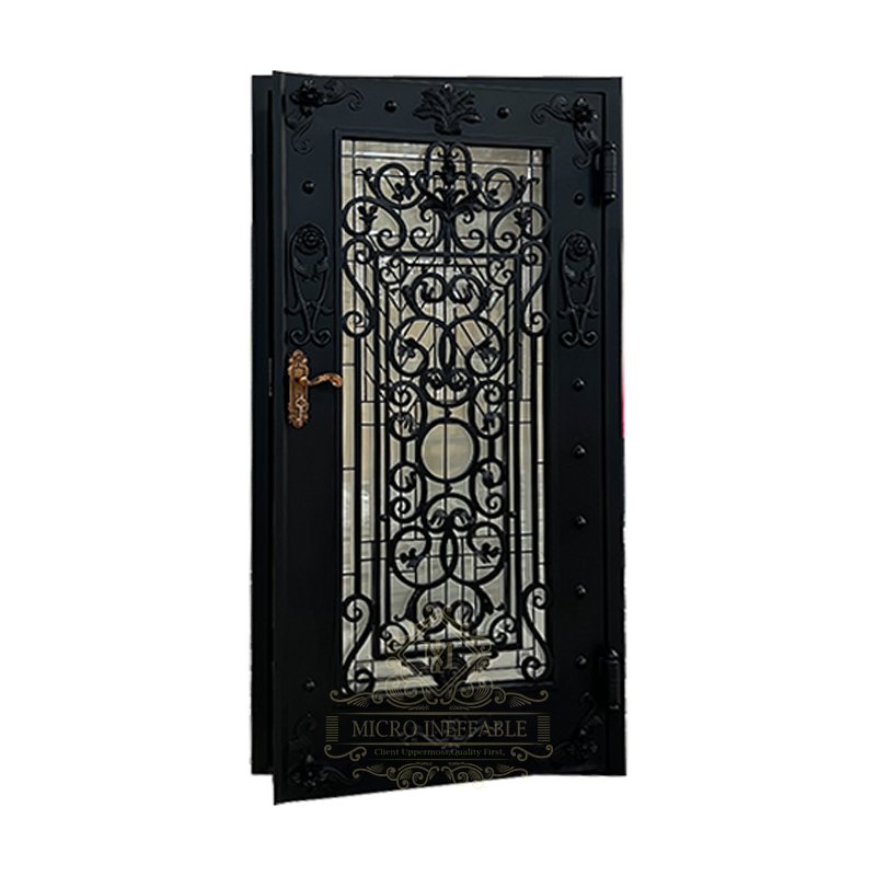 Boom Design American Villa Classic Double Main Luxury Glass Entrance Front Entry Wrought Iron Door