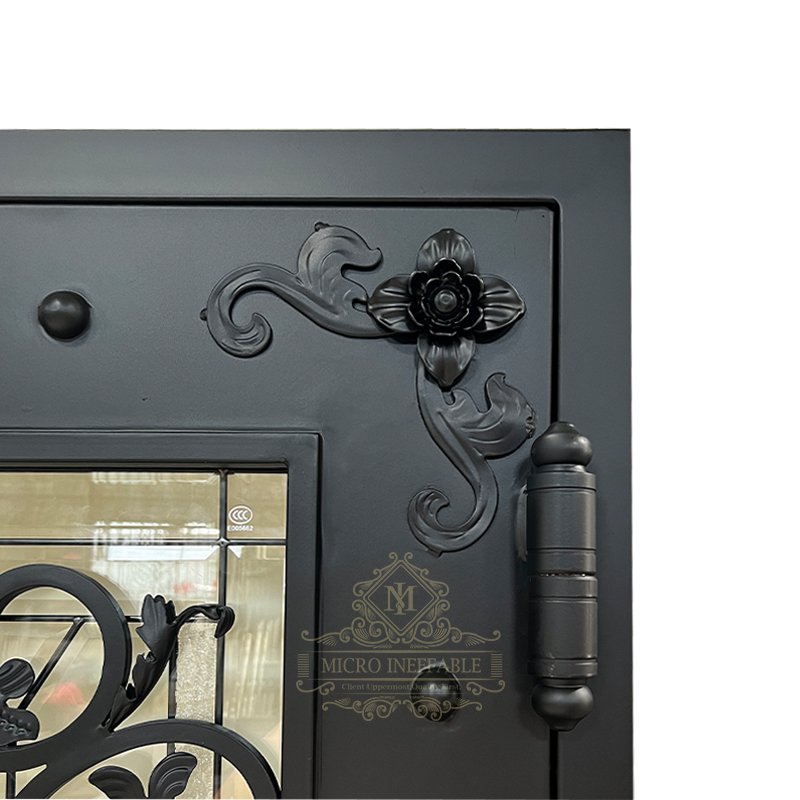 Boom Design American Villa Classic Double Main Luxury Glass Entrance Front Entry Wrought Iron Door
