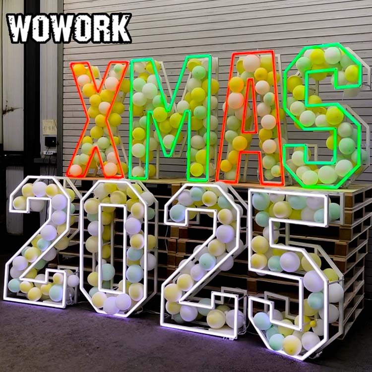 2024 WOWORK big neon marquee letter number lights sign backdrop stand photo booth backdrop props for party event decoration