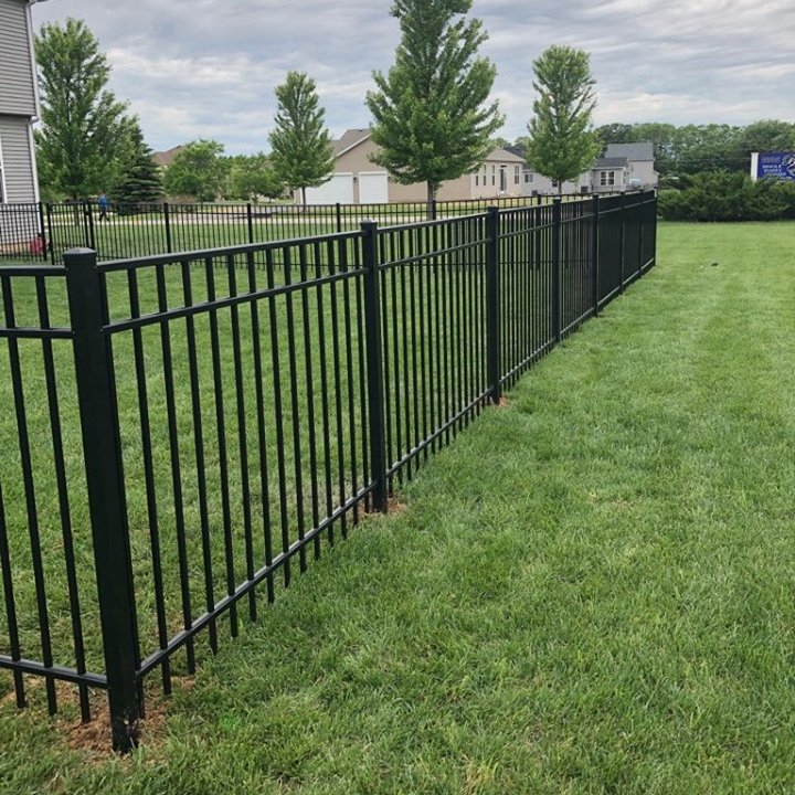 flat top metal wall house picket fence outdoor trellis wrought iron fence panel with powder coated black color