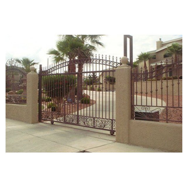 2024 Ornamental Driveway gates wrought iron gate galvanized steel with black powder coating rust proof