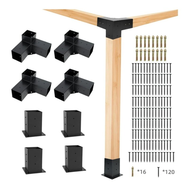 Custom Styles Heavy Duty 3-way Carbon Steel 4x4/6x6/8x8 Black Pergola Bracket