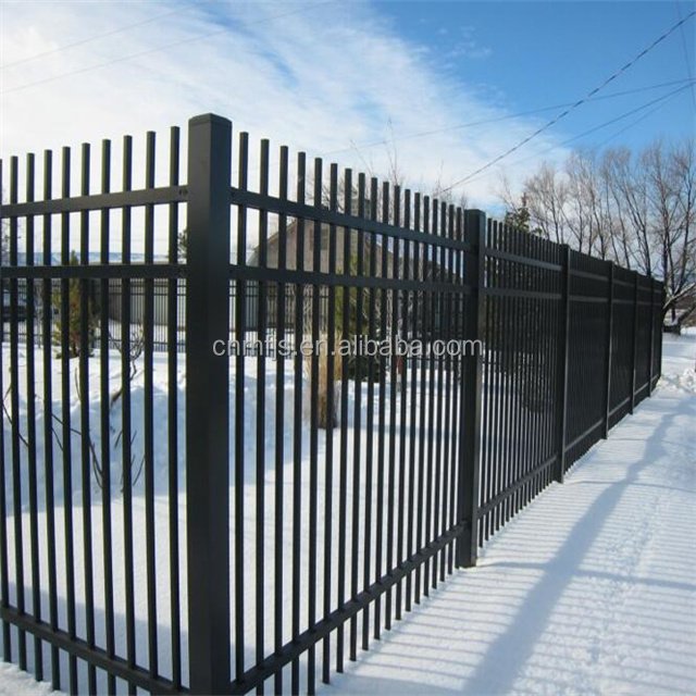 Hot sale powder coated victorian rod iron picket fence with designs wrought iron fencing price