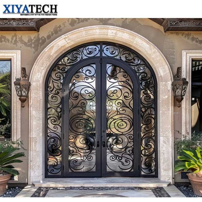 XIYATECH Customized European Main Entrance Security Exterior door Wrought Iron Front Door Wrought Iron Doors