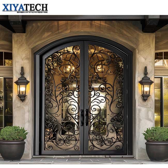 XIYATECH Customized European Main Entrance Security Exterior door Wrought Iron Front Door Wrought Iron Doors