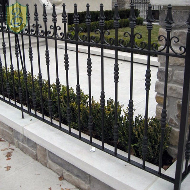 luxury antique decorative spear top wrought iron picket fence panel powder coated ornamental Aleko Prague metal fencing designs