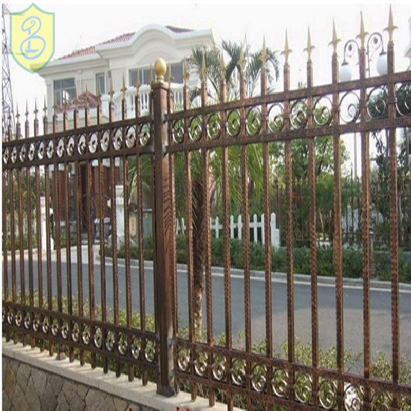luxury antique decorative spear top wrought iron picket fence panel powder coated ornamental Aleko Prague metal fencing designs