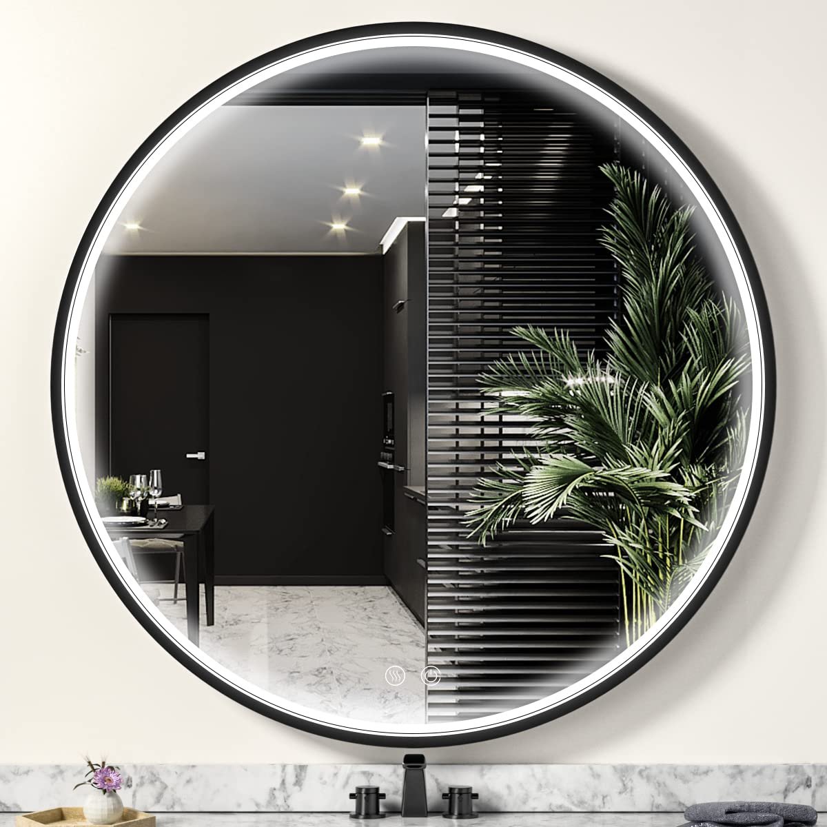 2024 Hot Modern Large Shower Mirror with Anti-Fog Water Touch Screen Backlit LED Lighting Wall Hanging Bathroom Home Decoration