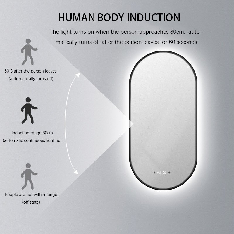 2024 Hot Modern Large Shower Mirror with Anti-Fog Water Touch Screen Backlit LED Lighting Wall Hanging Bathroom Home Decoration