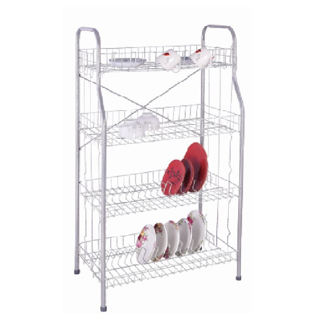 FIRST HORST Manufacturer 4 Tiers Large Size Silver Coating Kitchen Storage Dish Rack Drainer Instock