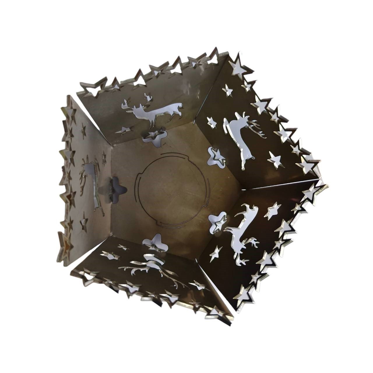 Customized Metal Geometric Hollow Carved Design Iron Candle Holder For Home Decoration