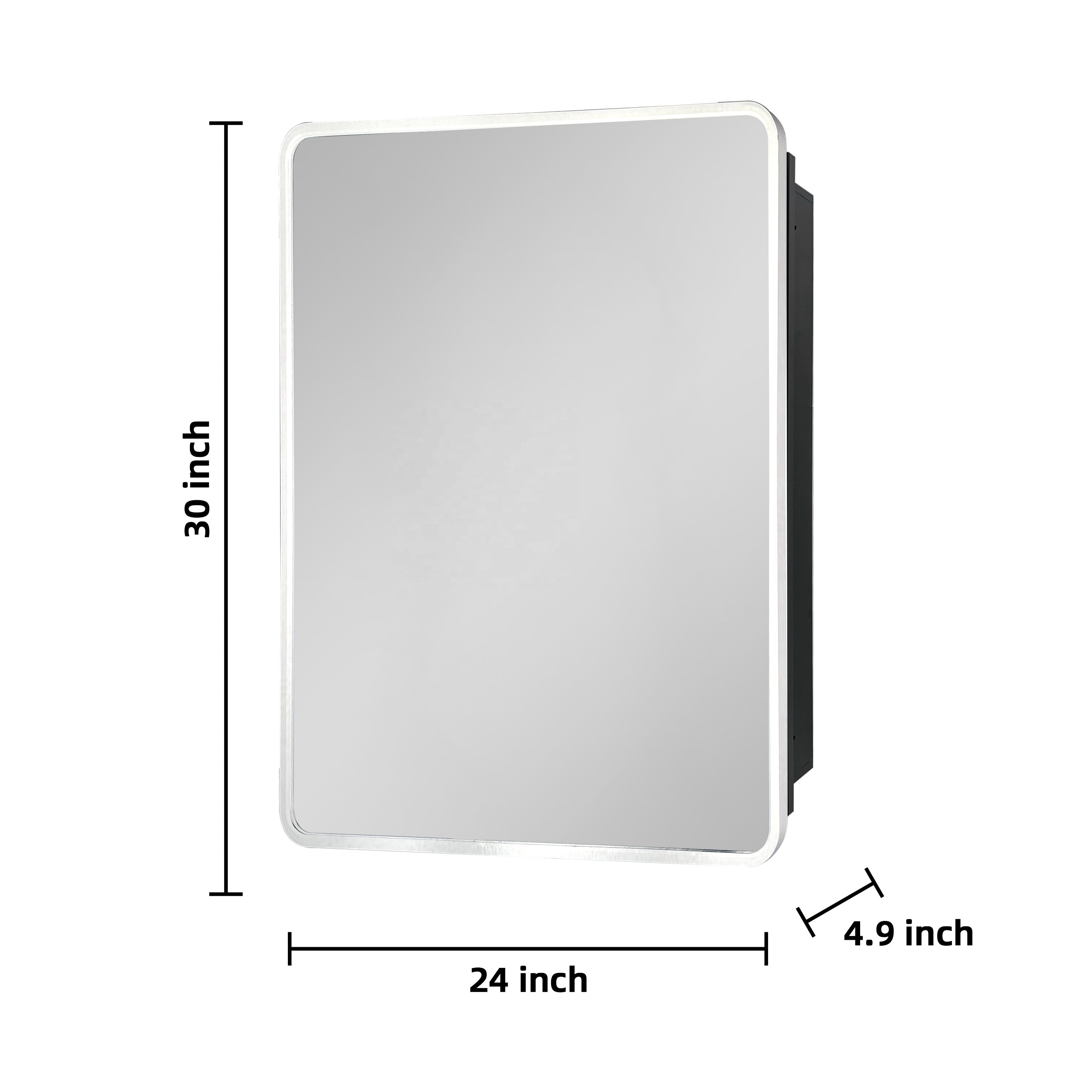 Modern Waterproof Aluminum With Iron Powder Coating Black Mirror Cabinet