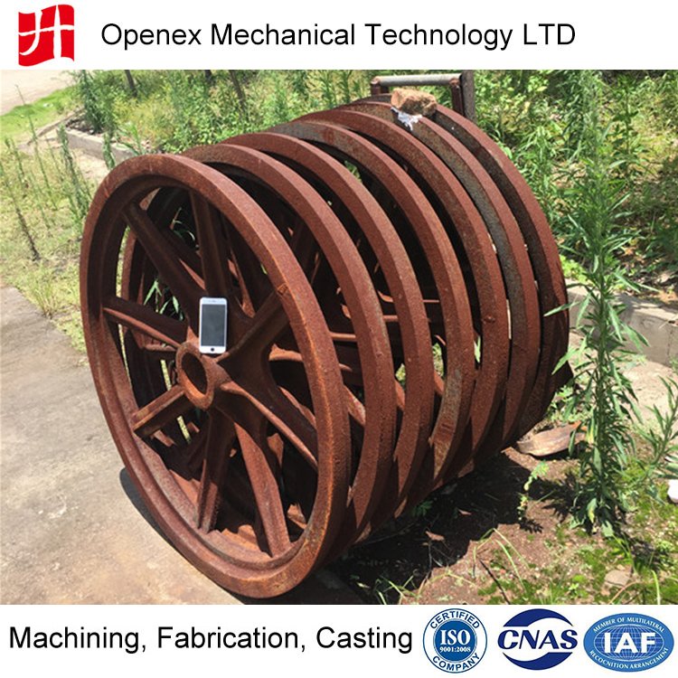 HT250 NO.35 GG25 T260 FG250 Iron Based Coated Sand Mold Large Custom Gray Iron Cast Flywheel Parts