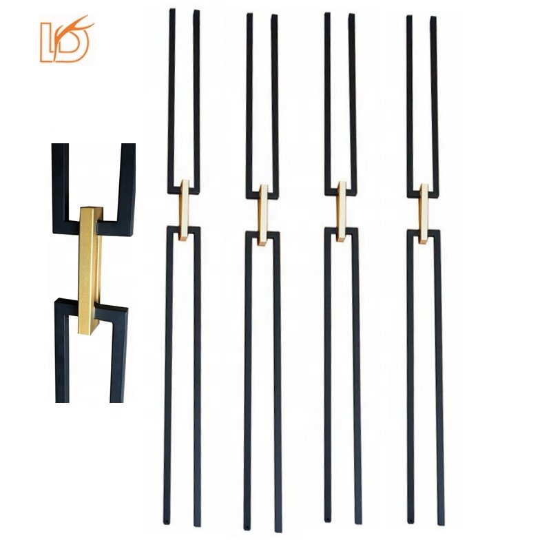 LD Wrought Iron Hollow Chain Link Baluster with Golden Chain for Ornamental Indoor Staircase Railing (LD-902)