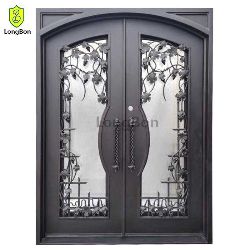 Custom made commercial door with glass wrought iron front entrance doors