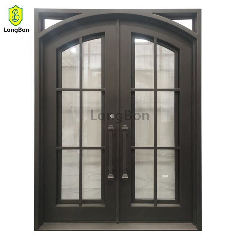 Custom made commercial door with glass wrought iron front entrance doors