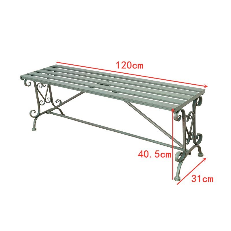Antique Iron Metal Outdoor Garden Bench Patio Porch Garden Wrought Iron Decorative Folding Double Seat Benches