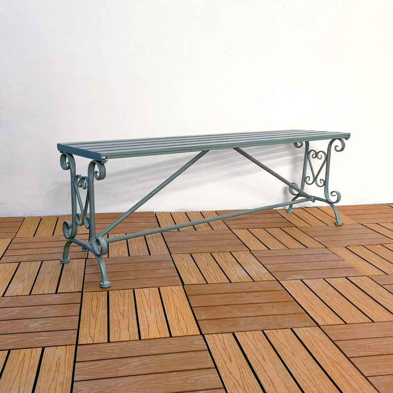 Antique Iron Metal Outdoor Garden Bench Patio Porch Garden Wrought Iron Decorative Folding Double Seat Benches