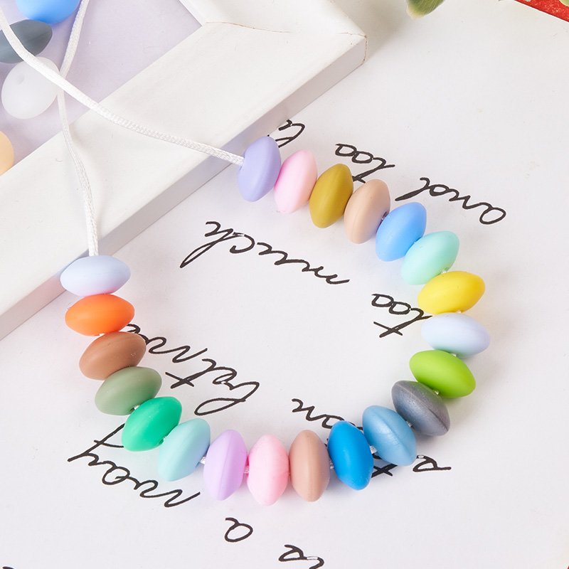 2024 Hot Selling Products Custom Bracelet Keychain Bulk Printed Silicone Focal Beads Kids Baby Chewable Silicone Bead