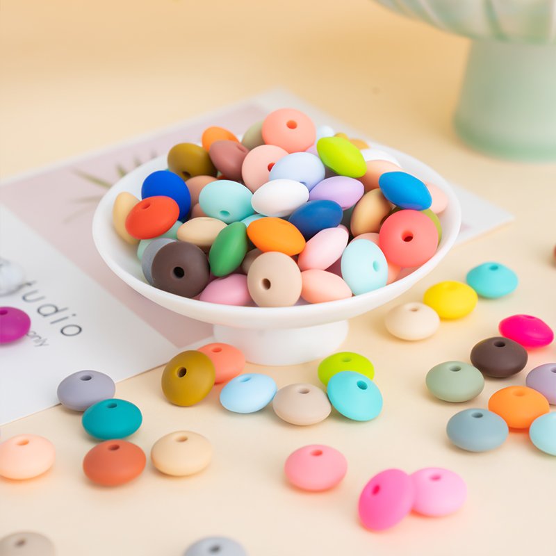 2024 Hot Selling Products Custom Bracelet Keychain Bulk Printed Silicone Focal Beads Kids Baby Chewable Silicone Bead