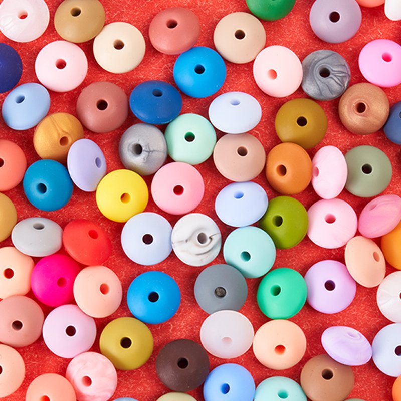 2024 Hot Selling Products Custom Bracelet Keychain Bulk Printed Silicone Focal Beads Kids Baby Chewable Silicone Bead