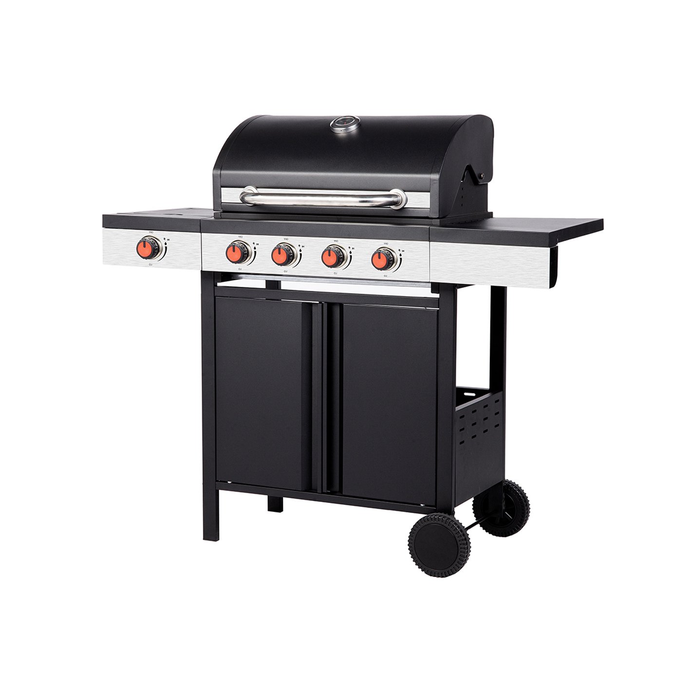 HIgh Quality Outdoor Trolley Square Metal German Barbecue Gas BBQ Grill 4+1 Main Burners BBQ Gas Grills
