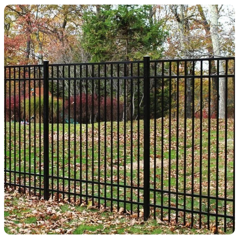 Factory low carbon steel fence decorative wrought iron 8 ft fence panels black powder coated square tube steel fence for home