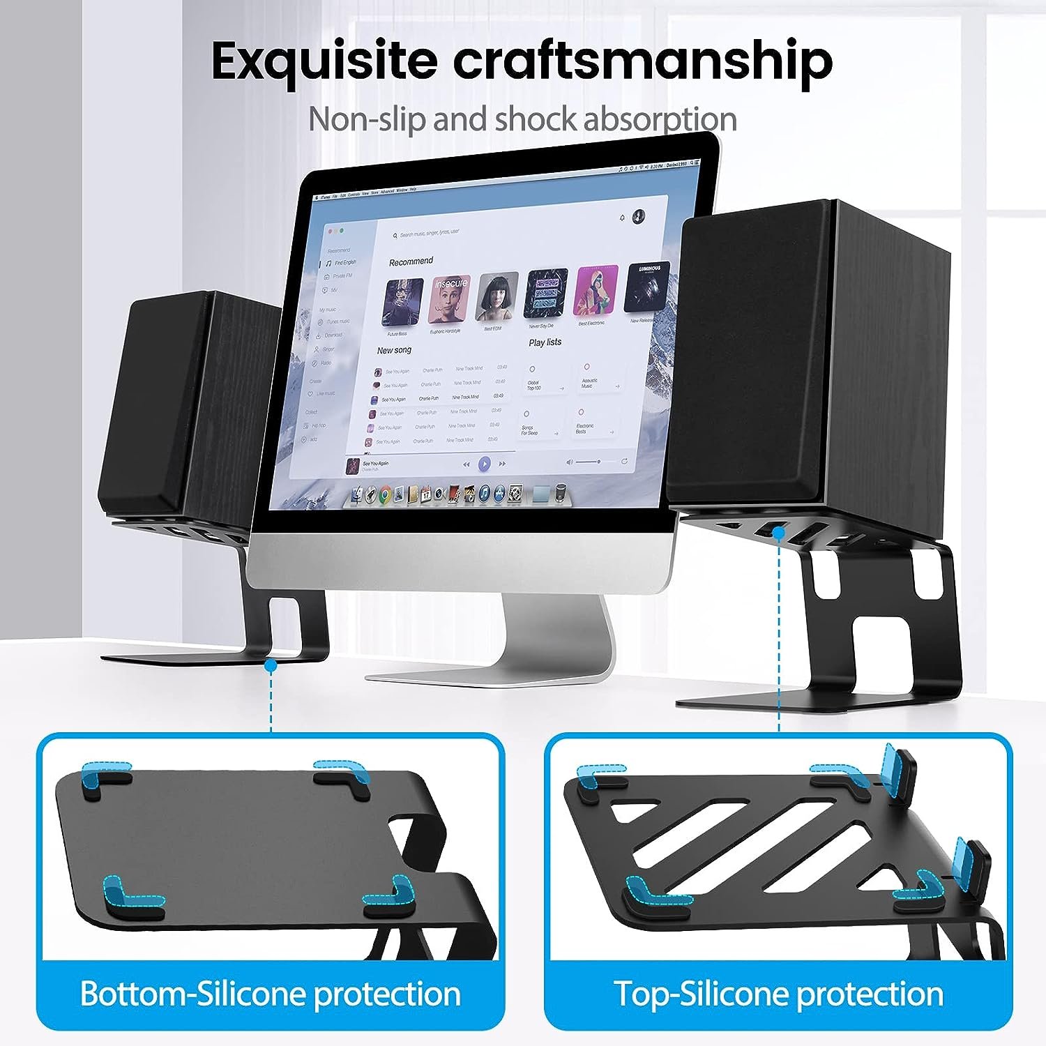 Desk Audio Stand for Bookshelf, Laptop Speaker Studio Monitor Riser