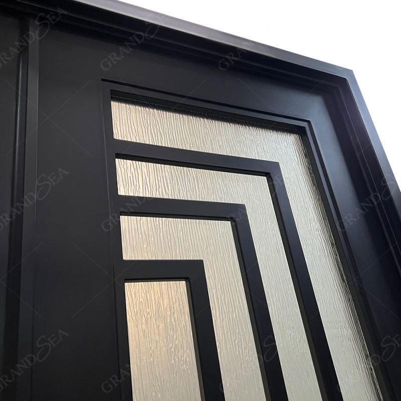 Australian Project Smart Simple Design Entrance Double Swing Glass Front Main Wrought Iron Door For Home