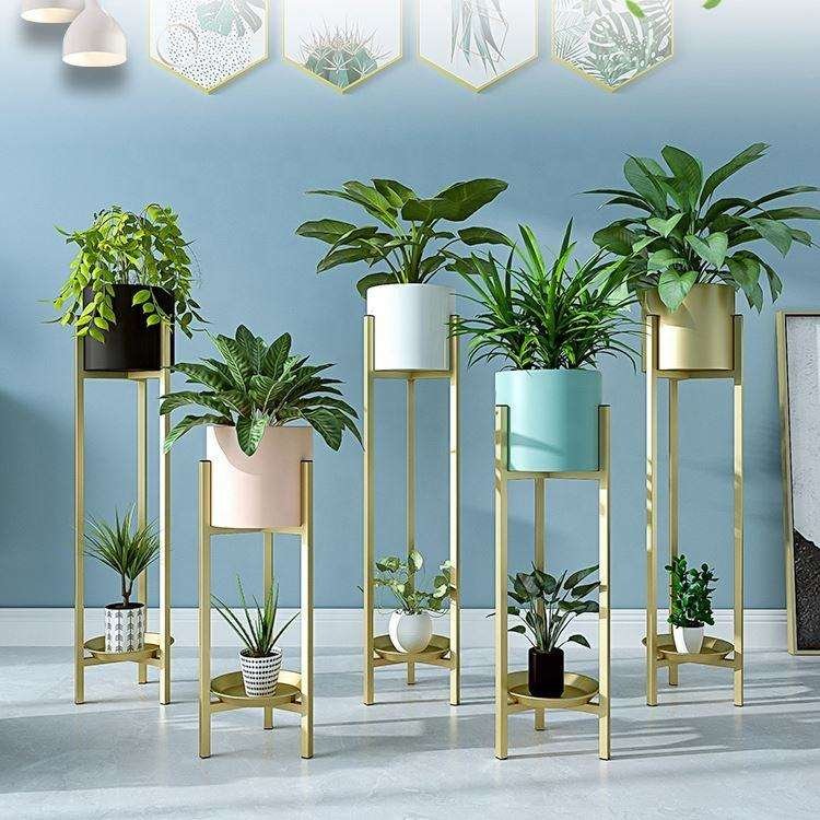 Wholesale Modern Planter Stand Plant Pots Round Flower Plant Stand Metal Potted Home Decor Gold Flower Stand
