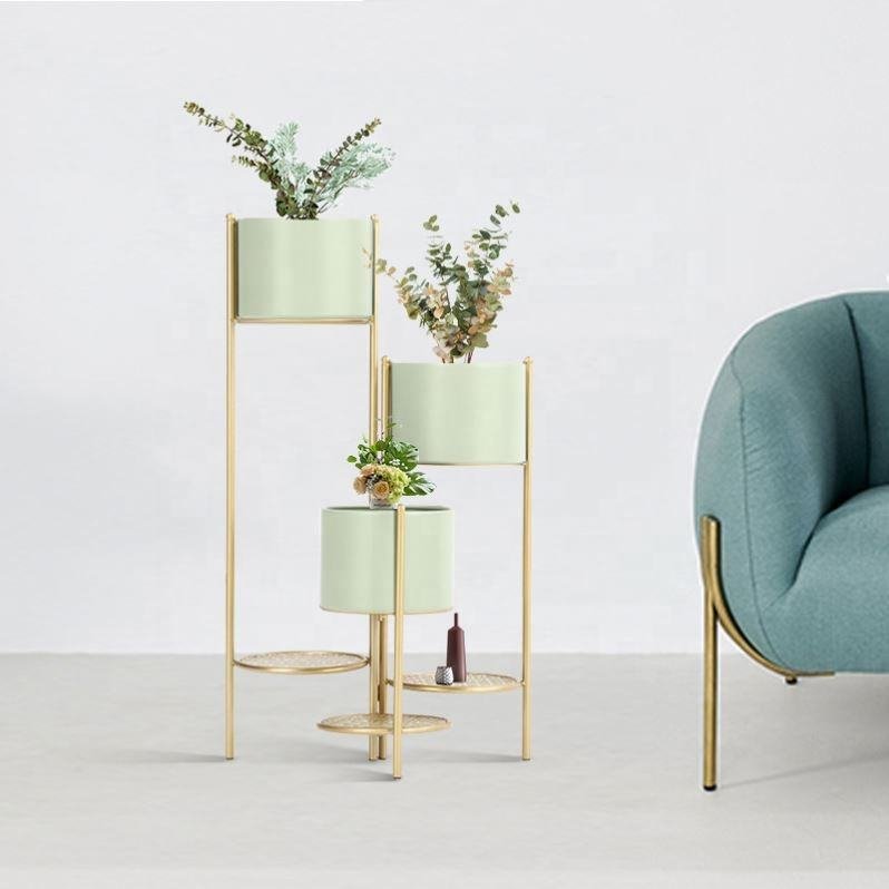 Wholesale Modern Planter Stand Plant Pots Round Flower Plant Stand Metal Potted Home Decor Gold Flower Stand