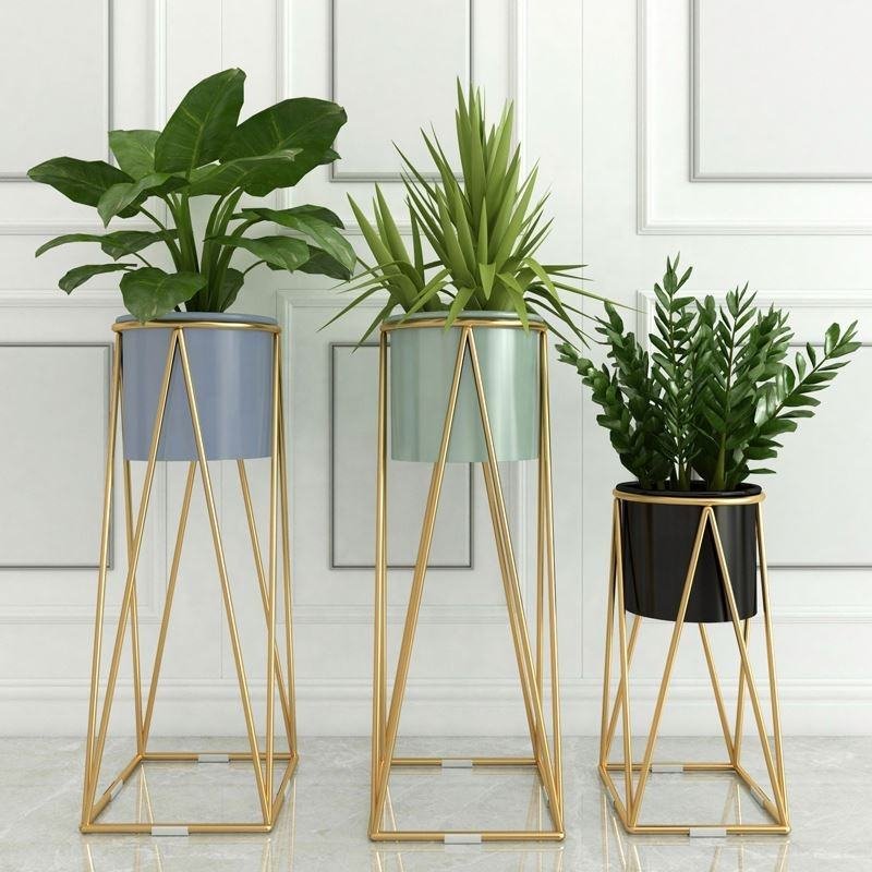 Wholesale Modern Planter Stand Plant Pots Round Flower Plant Stand Metal Potted Home Decor Gold Flower Stand