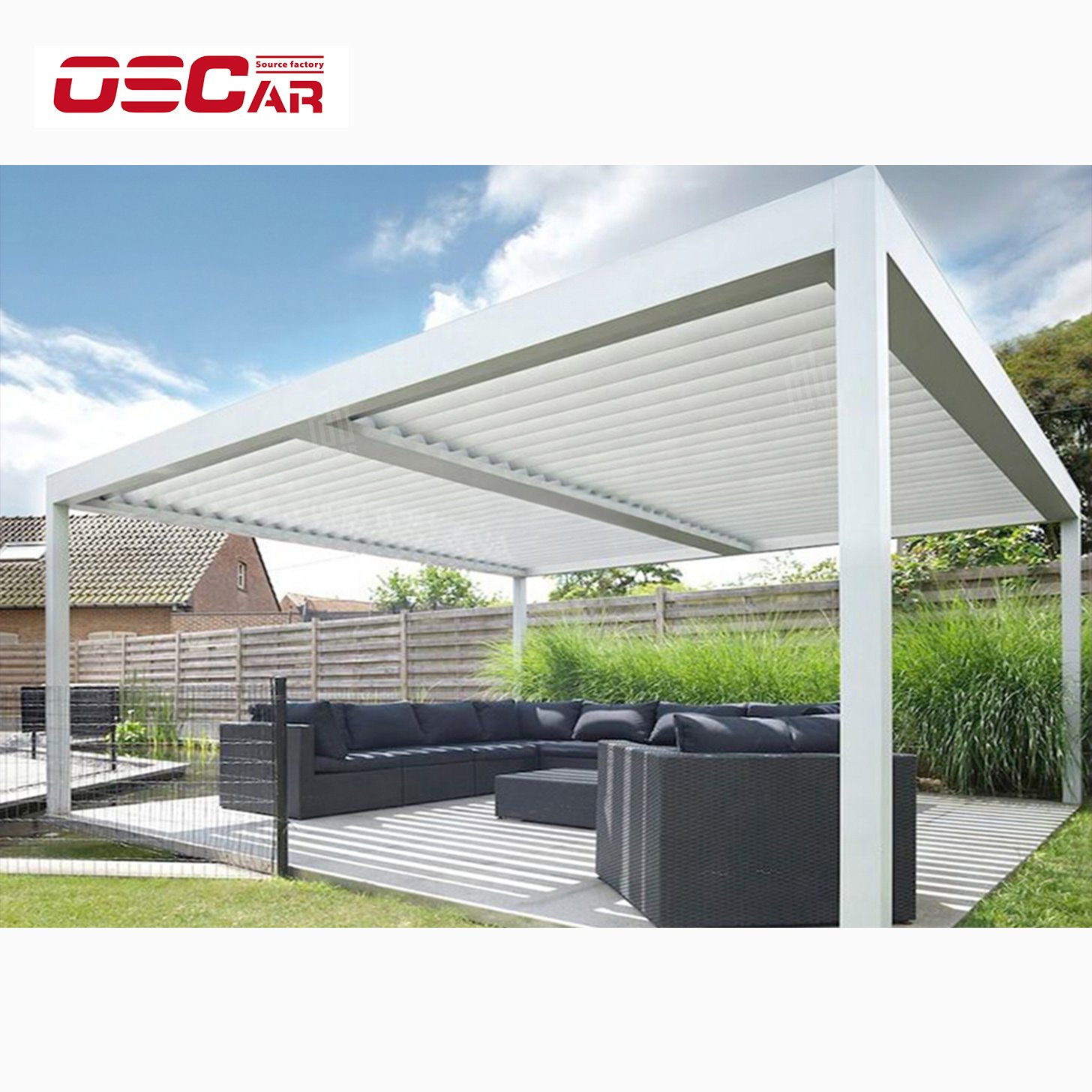 High Wind Load European Style Luxury Electric Pergola Louvered aluminum Slat Roof Pergola For Garden