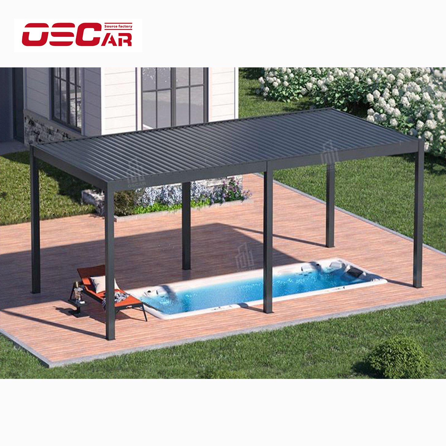 High Wind Load European Style Luxury Electric Pergola Louvered aluminum Slat Roof Pergola For Garden
