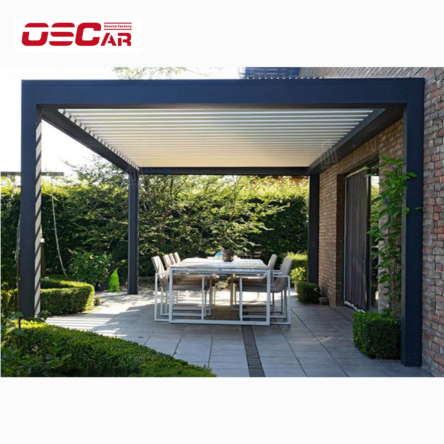High Wind Load European Style Luxury Electric Pergola Louvered aluminum Slat Roof Pergola For Garden