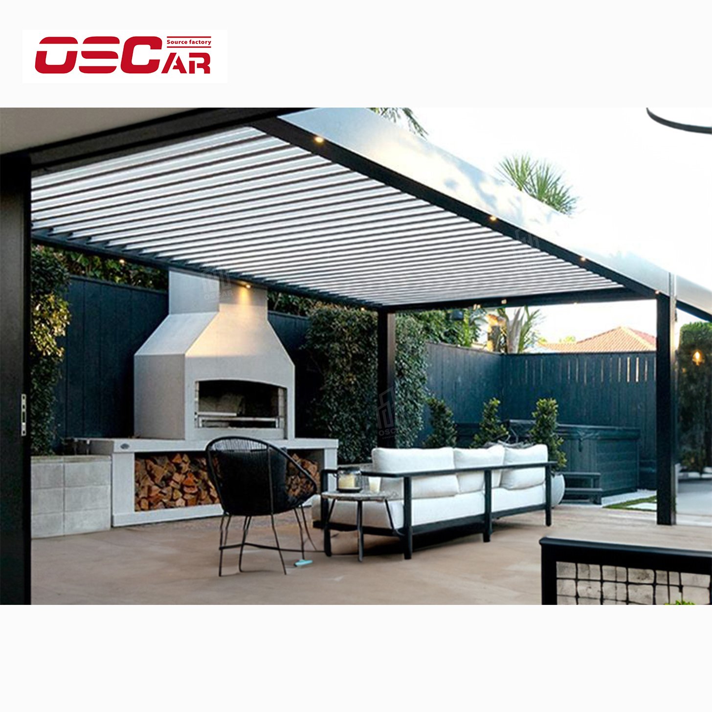 High Wind Load European Style Luxury Electric Pergola Louvered aluminum Slat Roof Pergola For Garden