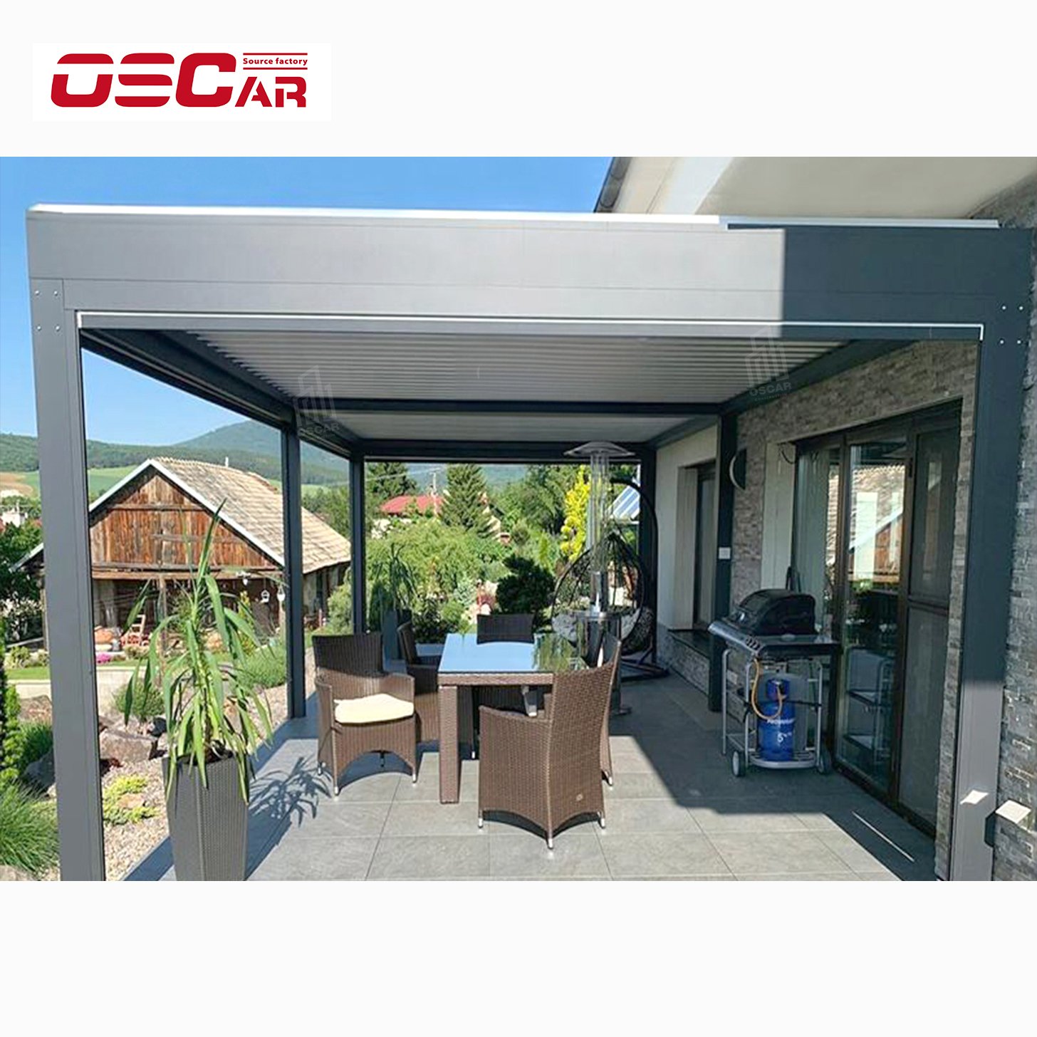 High Wind Load European Style Luxury Electric Pergola Louvered aluminum Slat Roof Pergola For Garden