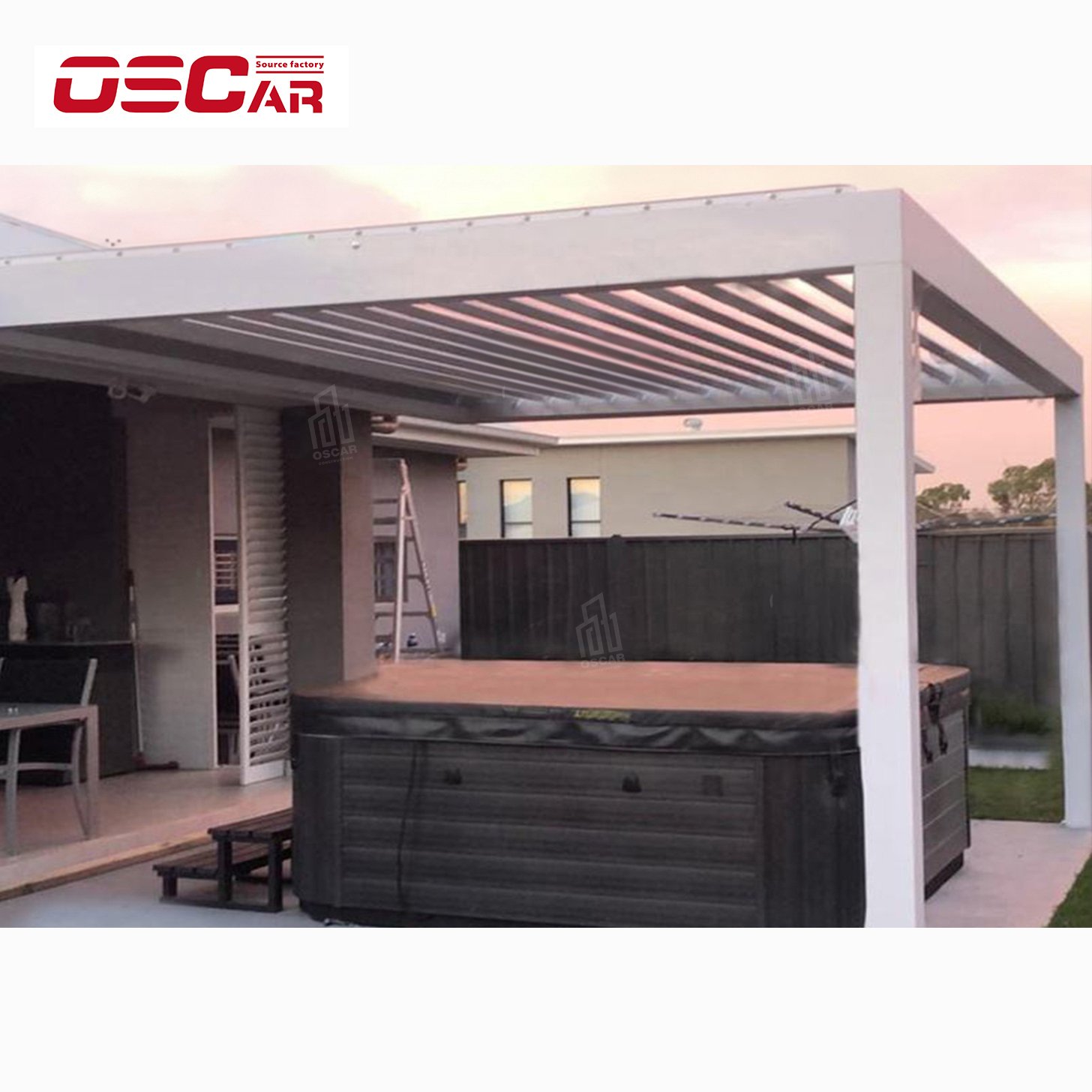 High Wind Load European Style Luxury Electric Pergola Louvered aluminum Slat Roof Pergola For Garden