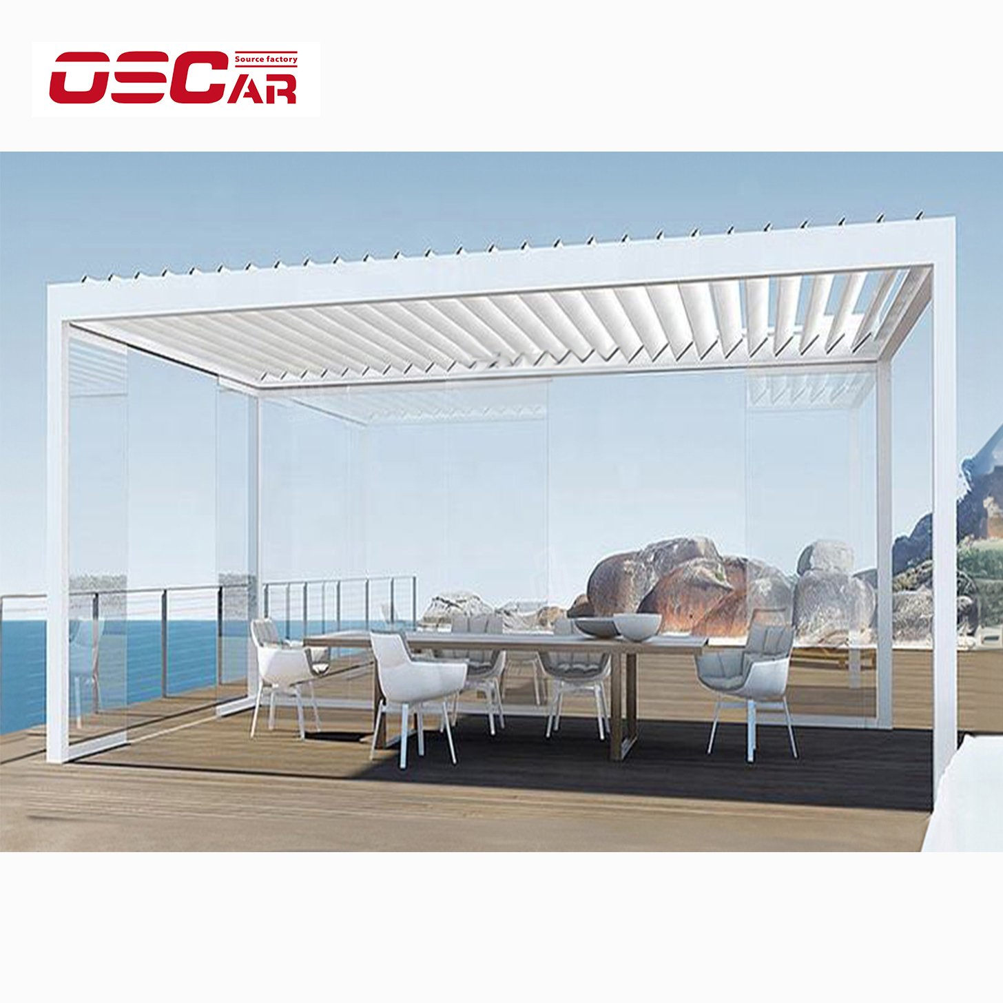 High Wind Load European Style Luxury Electric Pergola Louvered aluminum Slat Roof Pergola For Garden