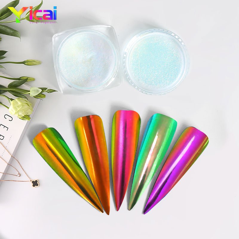 Transparent Aurora Chameleon Pigment Clear Chrome Effect Nail Art Magic Mirror Color Shift Eyeshadow Makeup Powder