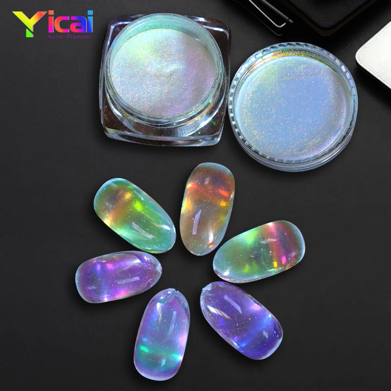 Transparent Aurora Chameleon Pigment Clear Chrome Effect Nail Art Magic Mirror Color Shift Eyeshadow Makeup Powder