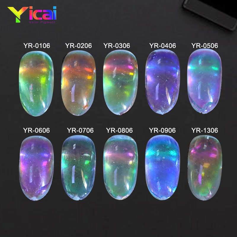 Transparent Aurora Chameleon Pigment Clear Chrome Effect Nail Art Magic Mirror Color Shift Eyeshadow Makeup Powder