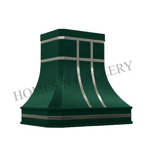 High Standard Quality Antique Finishing Kitchen Wall mounted Stainless Steel Island Range Hood Canopy Chimney Cap Green patina
