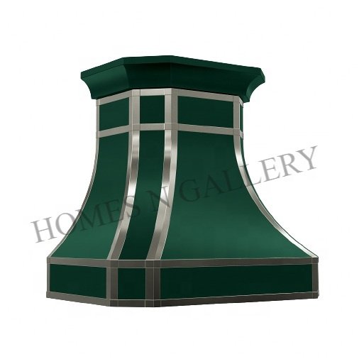 High Standard Quality Antique Finishing Kitchen Wall mounted Stainless Steel Island Range Hood Canopy Chimney Cap Green patina