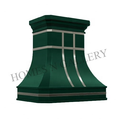 High Standard Quality Antique Finishing Kitchen Wall mounted Stainless Steel Island Range Hood Canopy Chimney Cap Green patina