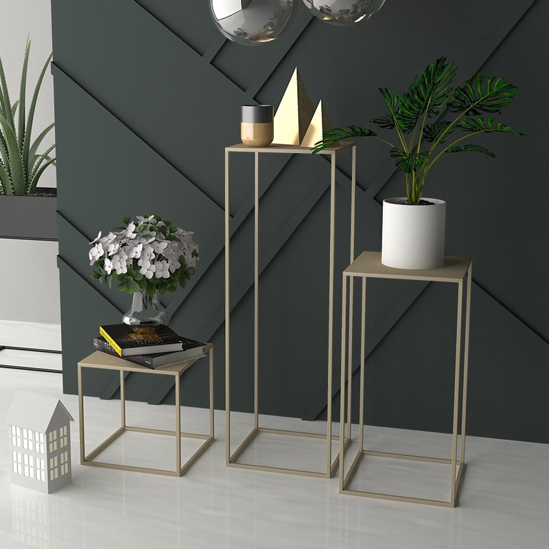 Wholesale set of 3 indoor outdoor garden free standing floor metal iron flower plant pot stand for home decor