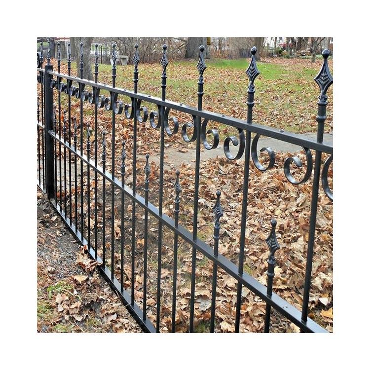 Prima New Design Cheap Wrought Iron Fence Panel Steel Metal Picket Ornamental Electric Fence For Villa